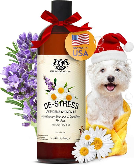 Dog Shampoo and Conditioner De-Stress Lavender & Chamomile 16 Fl Oz Dog Shampoo Itchy Skin Relief Hypoallergenic Aromatherapy Dog Shampoo for Smelly Dogs with Aloe Vera & Oatmeal by Gerrard Larriett
