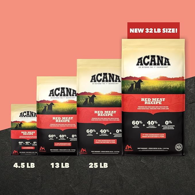ACANA Grain Free Dry Dog Food Red Meat Recipe 13lb Bag