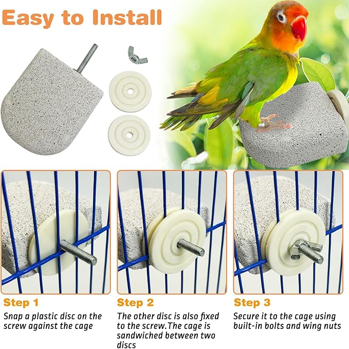 PINVNBY 6 PCS Bird Perch Bird Beak Grinding Stone Calcium Mineral Parrot Perch Foot Claws Trimmer Chew Toy Cage Accessories for Small Medium Budgie Cockatiel Conure Lovebird Finch