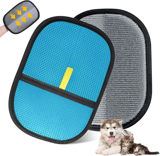 Pet Hair Removal Glove,Reusable Magic Brush Pet Hair Remover Tool for Cats & Dogs,Newly Upgraded Pet Grooming Gloves for Laundry, Carpet, Couch,Car Seat (Blue)