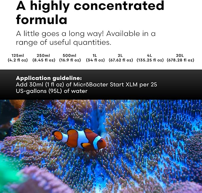 Brightwell Aquatics MicroBacter Start XLM - Concentrated Freshwater Nitrifying Bacteria - Quick Start Fish Tank Starter, Lift Microbe Levels & Water Filtering - Aquarium Water Treatments, 16.9 fl oz