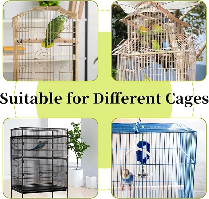 Daoeny Bird Cage Seed Catcher, Large Bird Cage Cover, Adjustable Soft Airy Nylon Mesh Net, Birdcage Cover Skirt Seed Guard for Parrot Parakeet Macaw African Round Square Cages (Black)