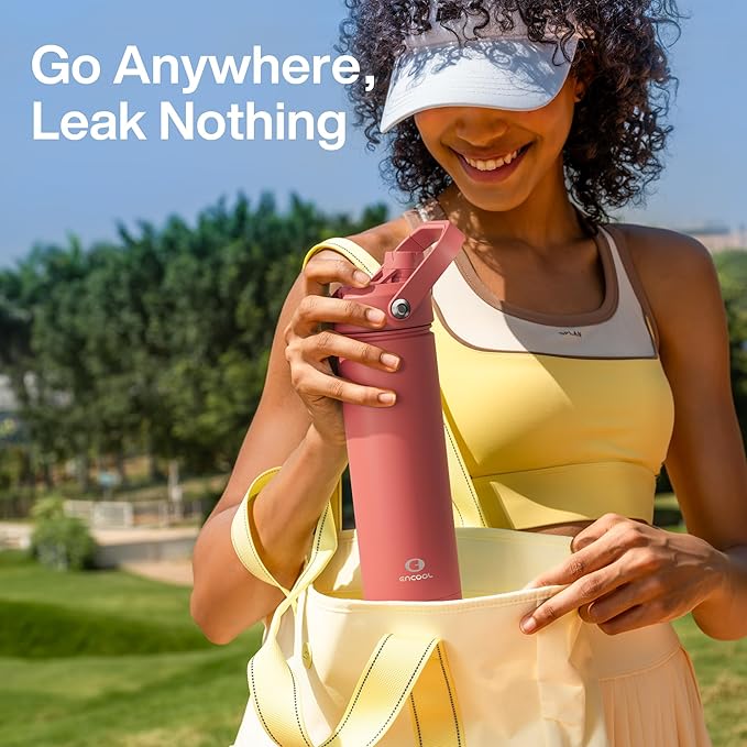 Insulated Water Bottle with Straw Stainless Steel Water Bottle, Leak-Proof, BPA-Free, Double Wall Vacuum Keeps Cold for 24 Hours for Sports, Travel, School (18 oz, Tawny Orange)