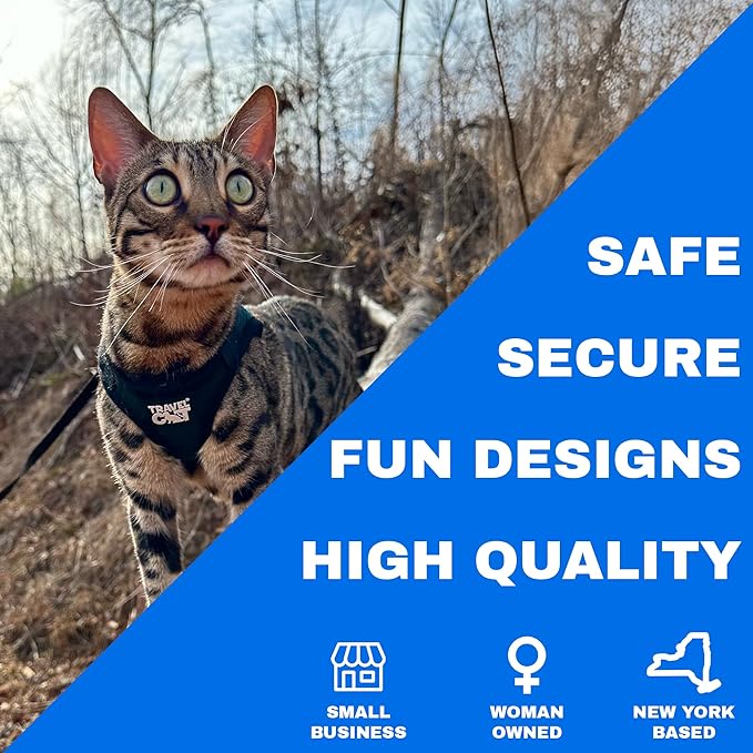 Travel Cat The Emerald Explorer Limited Edition Green Harness and Leash Set - Adjustable Fit Mesh Cat Harness with Reflective Strap - Escape Proof Harness for Cats, Kitten (Emerald, Small)