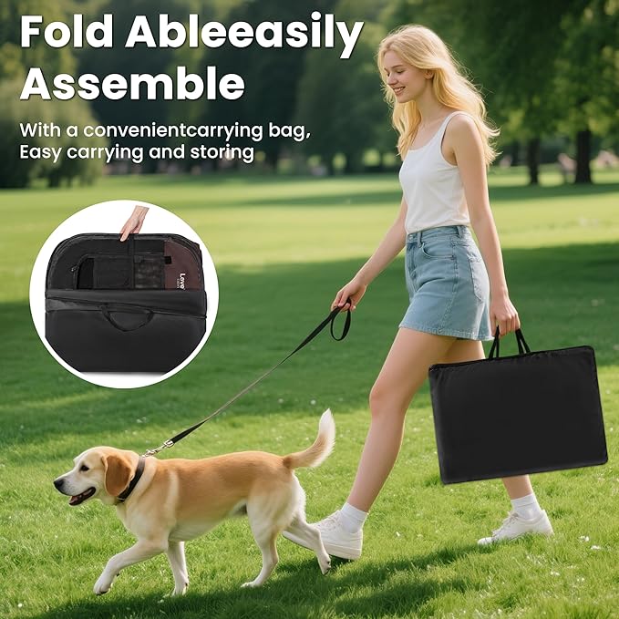 Love's cabin Pet Puppy Dog Playpen, Large Dog Tent Crates Cage Indoor/Outdoor, Portable Playpen for Cat, Foldable Pop Up Dog Kennel Playpen with Carring Case, Removable Zipper Top, Brown