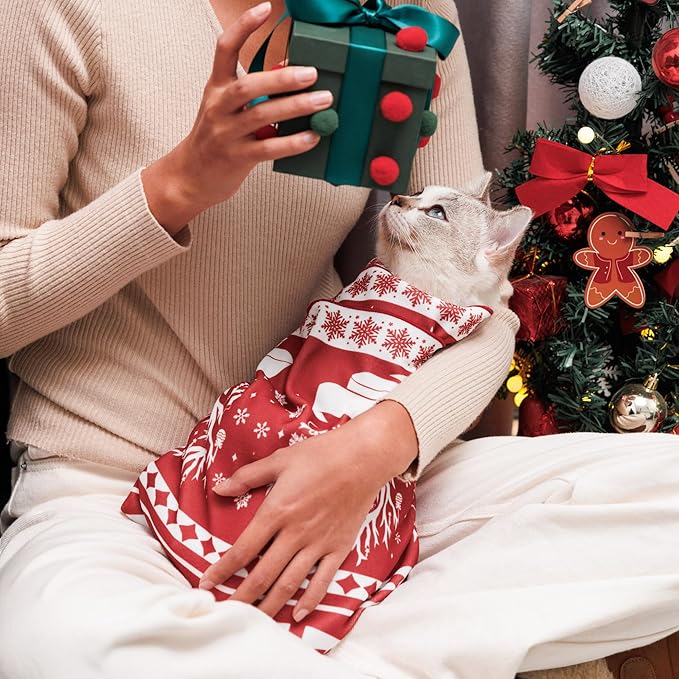 27.5" Large Cat Wrap for Nail Trimming，Self-adherent Cat Grooming Wrap for Adult Cat & Small Dog, Anti-Scratch Cat Swaddle Burrito Wrap for Medicine,Nail Clipping,Ear Cleaning,Teeth Brushing