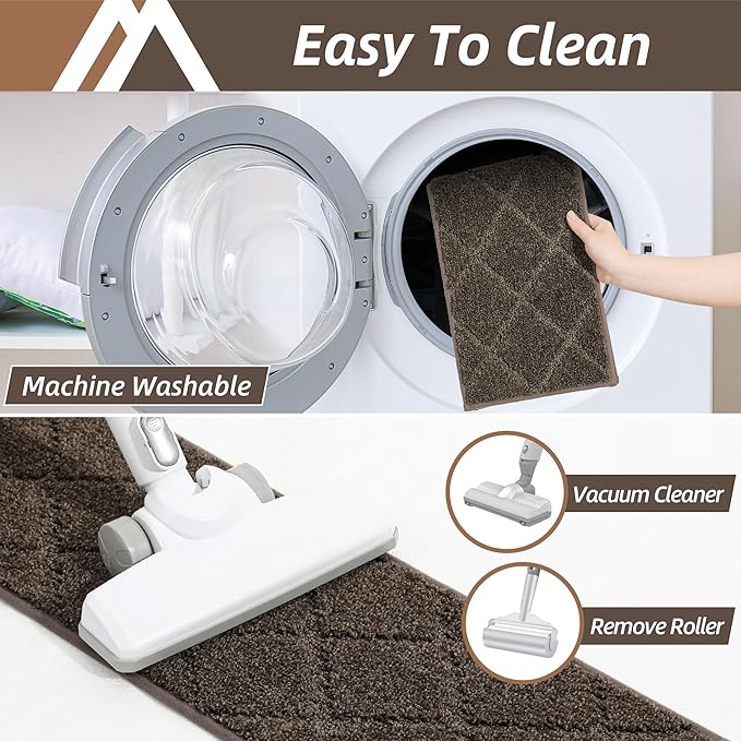 COSY HOMEER Edging Stair Treads Non-Slip Carpet Mat 28inX9in Indoor Stair Runners for Wooden Steps, Edging Stair Rugs for Kids and Dogs, 100% Polyester TPE Backing (10pc, Brown)