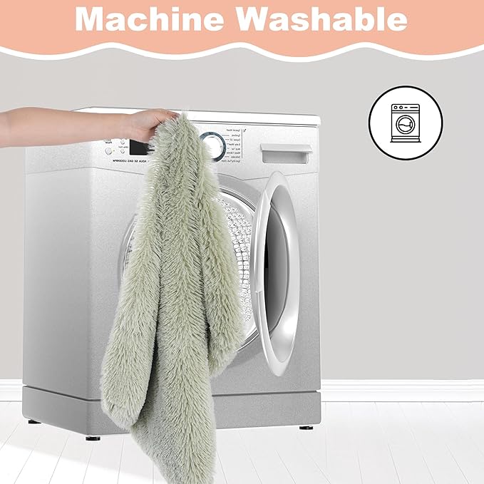 Bedfolks Waterproof Dog Crate Pad, Plush Dog Kennel Bed with Removable Cover, Faux Fur, Washable, 23"x18", Sage Green