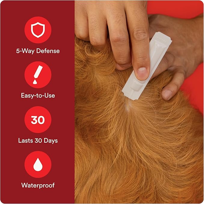 Ultra Flea And Tick Prevention For Dogs - Dog and Puppy Treatment and Control - Mosquito Repellent - Large, Fast Acting Waterproof Topical Drops, 4 Month Supply