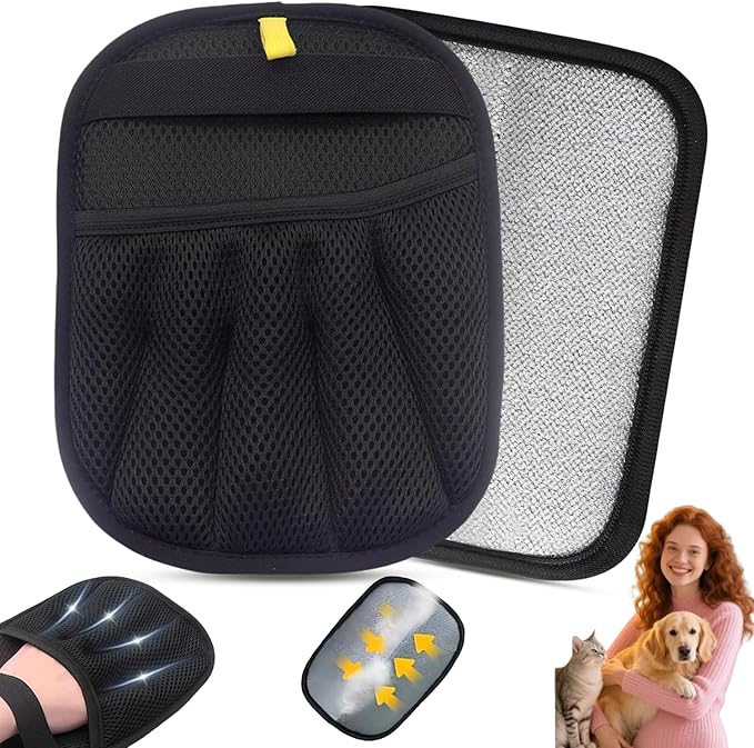 Upgraded Pet Hair Remover Glove - Reusable Electrostatic Five-Finger Gloves for Cat/Dog Hair Removal on Furniture, Carpet & Clothes