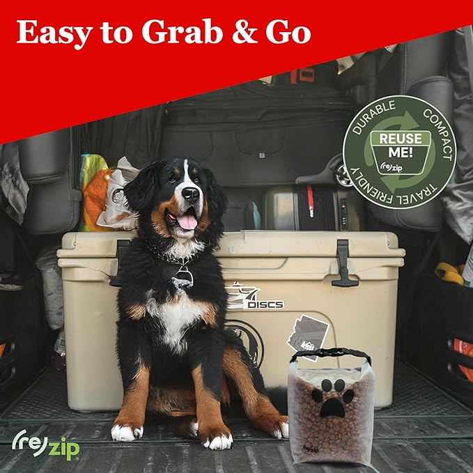 (re)zip Roll Top Pet Food Storage Bag (14-Cup) | BPA-Free, Food Grade, Pet Safe, Travel-Friendly | Keeps Kibble Fresh for Camping, Dog Boarding, Weekend Getaways | Machine Washable | Cobalt Blue