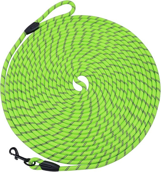 Long Dog Leash for Training 30Ft-Reflective Nylon Rope with Swivel Hook-Recall Agility Lead for Large Small Medium Dogs Outside Walking Hiking-Green