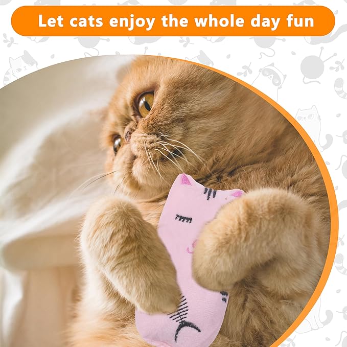 Catnip Toys for Indoor Cats, 5 Pack Cat Toys for Cats, Fluffy Catnip Toys for Chewing Playing, Interactive Kitten Toys, Catnip Filled Kitty Chew Teething Toys, Cat Chew Toys (Smile,5 Pack)