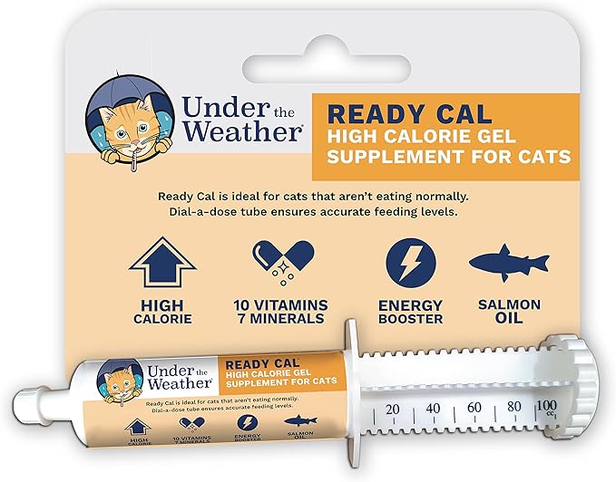 Under The Weather Pet | Ready Cal for Cats 100cc | High Calorie Supplement | Cat Weight Gainer and High Calorie Booster | 10 Vitamins, 7 Minerals & Omega Fatty Acids (for Cats 100cc)