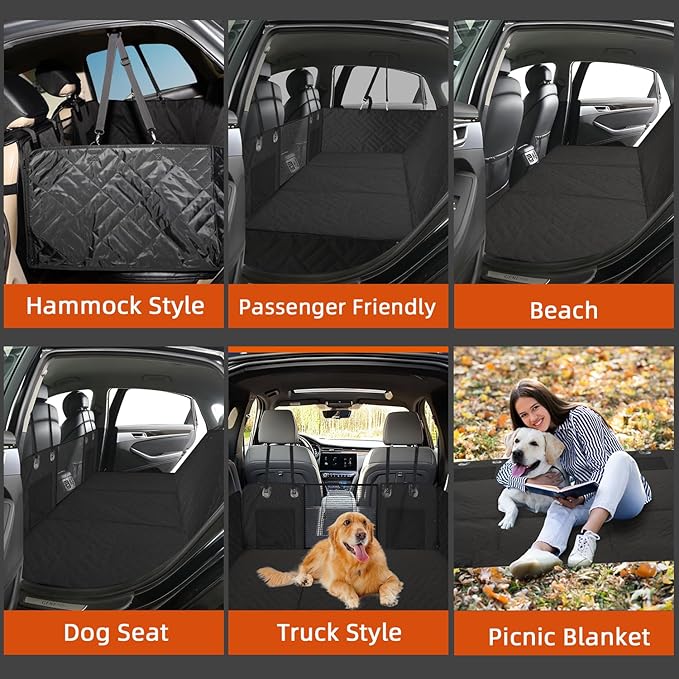 MIROZO Dog Seat Cover,Back Seat Extender for Dogs,600D Heavy Durable Dog Seat Cover,Waterproof Car Pet Backseat Protector,Large Space Travel Bed with 3-Fold Bottom for Car Mid-Size SUV/Small Truck