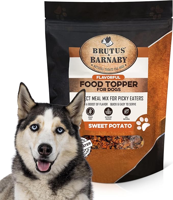 BRUTUS & BARNABY Dog Food Toppers for Picky Eaters - All Natural, Vegan Sweet Potato Kibble Topper, Delicious Meal Toppers for Dogs, Nutrient Packed Dog Food Topper with Single Raw Ingredient