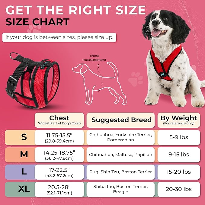 Gooby Comfort X Head in Harness - Red, Medium - No Pull Small Dog Harness, Patented Choke-Free X Frame - Perfect on The Go Dog Harness for Medium Dogs No Pull or Small Dogs for Indoor and Outdoor Use
