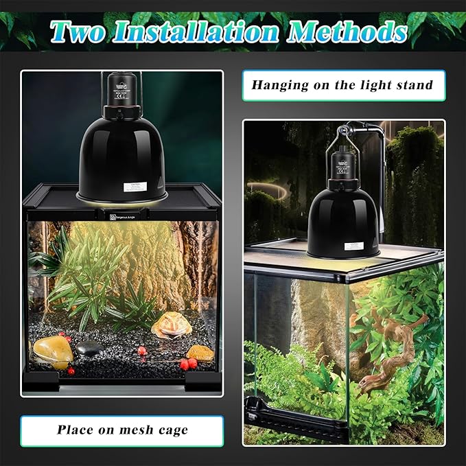 LUCKY HERP Reptile Light Fixture with Dimming Thermostat & Timer, Aluminum 5.5inch Deep Dome Reptile Lamp Fixture, Heat Lamp Fixture for UVB Bulb Basking Heat Bulb, Max 100W