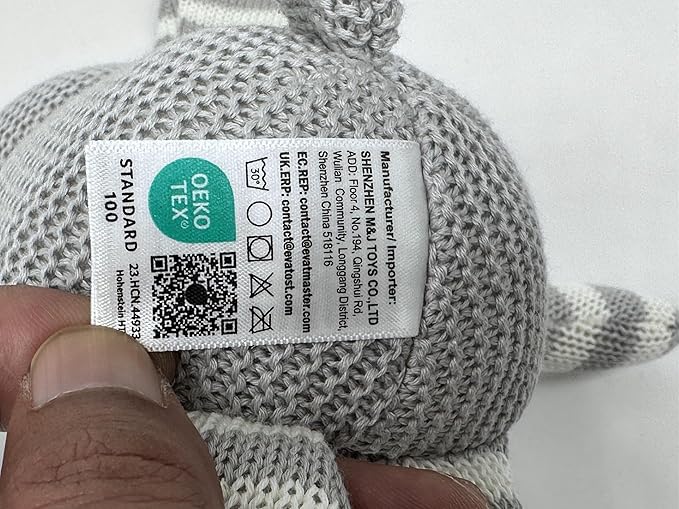 Organic Baby Toys Grey Bunny Rabbit Stuffed Animal 7.1"