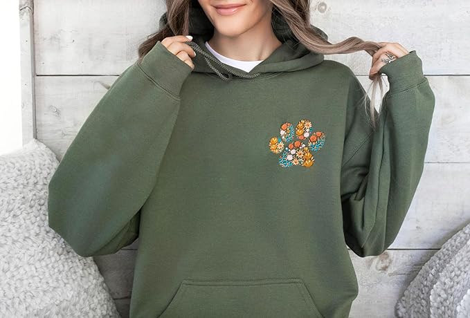 NAZENTI Custom Dog Mom Embroidered Sweatshirt with Pet Name on Sleeve, Fur Mama, Dog Lover Gifts