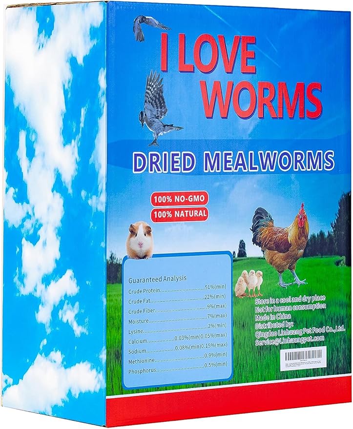 I LOVE WORMS Dried Mealworms (10lb), 100% Natural Non-GMO, High-Protein Mealworms for Chickens, Birds, Ducks, Reptile, Tortoise, Amphibian, Lizard