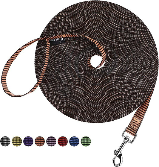 Hi Kiss Dog/Puppy Obedience Recall Training Agility Lead - 15ft 20ft 30ft 50ft 100ft Training Leash - Great for Training, Play, Camping, or Backyard(30ft,Black_Orange)