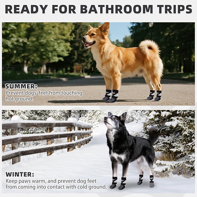KOOLTAIL Dog Socks for Hot Pavement, Summer Breathable Dog Socks to Prevent Licking Paws, Non Slip Pet Boots& Paw Protectors for Hardwood Floor,Grippy Shoes for Small Medium Large Senior Dogs,Black XS