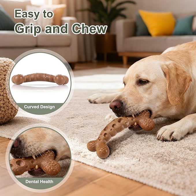 Dog Chew Toys for Aggressive Chewers 3 Pack Variety Flavored Indestructible Dog Bone Toy for Medium Large Breed to Keep Them Busy