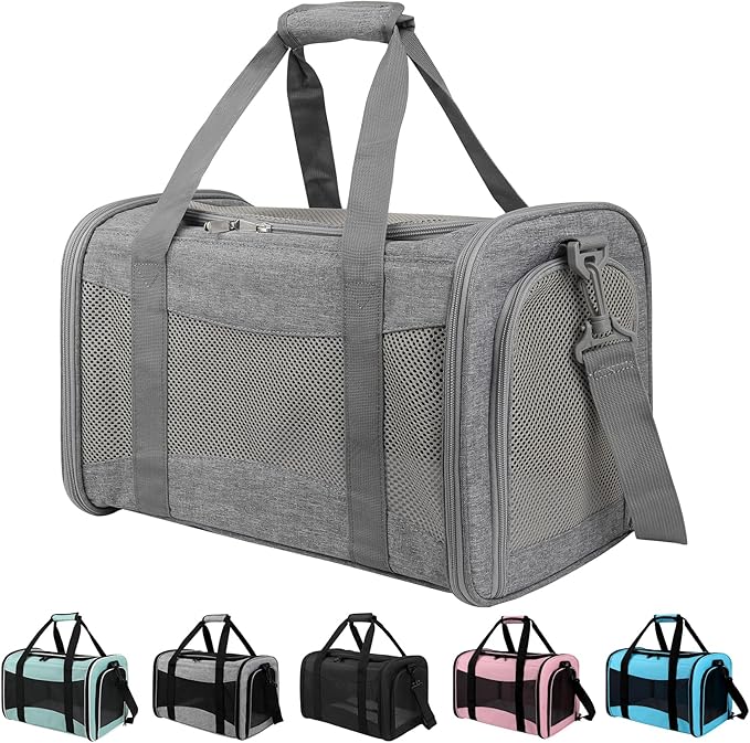 Carriers Soft-Sided Large Pet Carrier for Cats Dogs Small Animals Up to 35Lbs,Top Load Carrier,Ventilated Design,Portable Cat Carrier Airline Approved(X-Large, Grey)