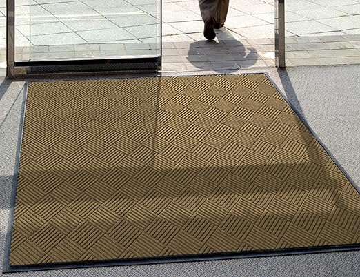 WaterHog Diamond | Commercial-Grade Entrance Mat with Rubber Border – Indoor/Outdoor, Quick Drying, Stain Resistant Door Mat (Camel, 4' x 6')