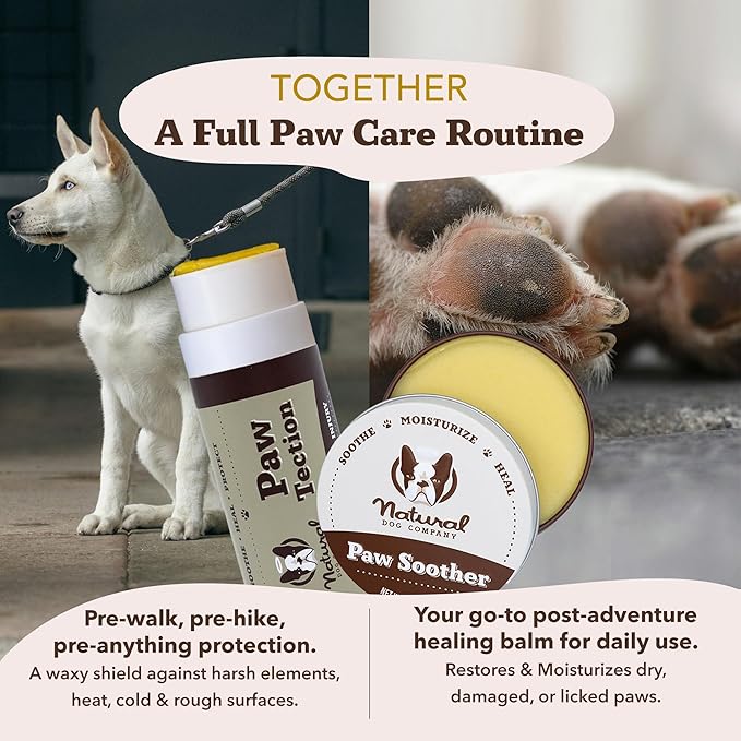 Natural Dog Company PawTection Balm for Dogs, Dog Paw Protector, Moisturizing Dog Paw Balm for Dry, Cracked Pad, Protects Paw from Extreme Weather, Paw Lotion for Allergies & Itching (4 oz Tin)