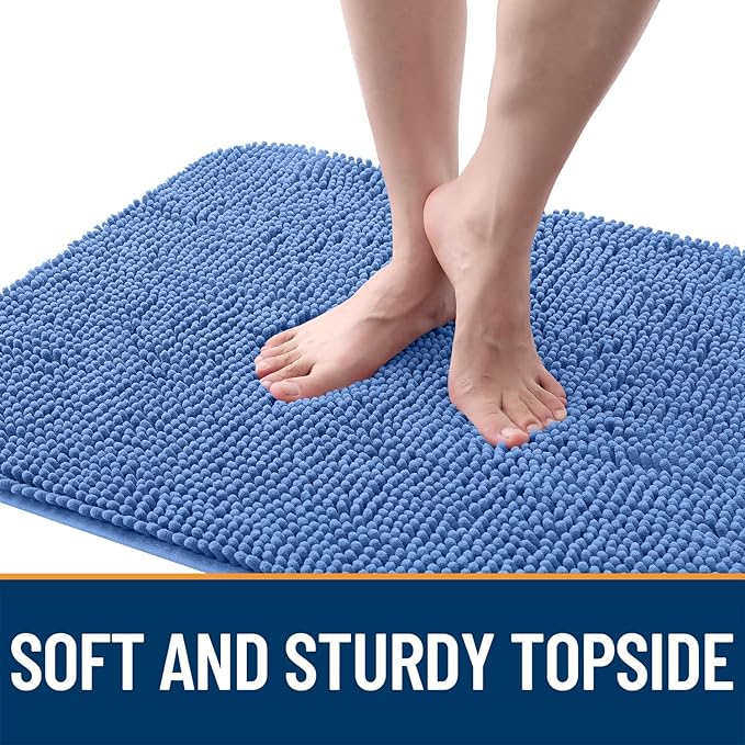 OLANLY Dog Door Mat for Muddy Paws 30x20, Absorbs Moisture and Dirt, Absorbent Non-Slip Washable Doormat, Quick Dry Chenille Mud Mat, Entry Indoor Entryway Carpet for Inside Floor, Cornflower Blue