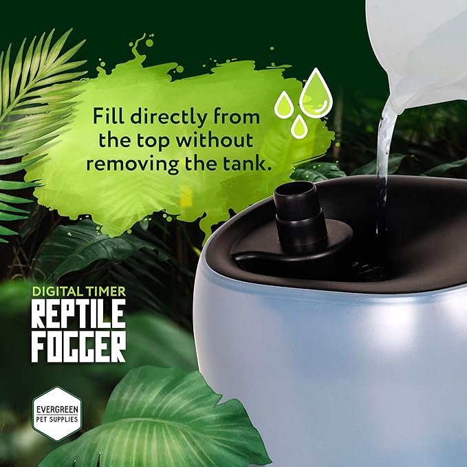 Evergreen Pet Supplies Reptile Fogger Humidifier - 4L Tank, Digital Timer - Automatic Misting System for Terrarium & Amphibian Enclosures