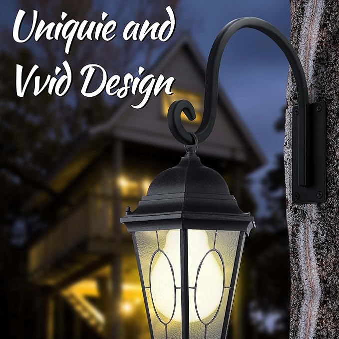 Heavy Duty Plant Hanger Bracket (8"/Black) Outdoor Hand-Forged Hanging Plant Bracket Durable and Stable Bird Feeder Hanger