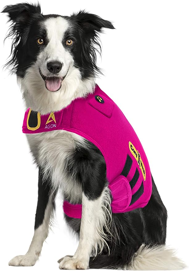 CozyVest 3-in-1 Calming Vest Music & Aromatherapy Dog Anxiety Coat Relaxing Sound & Essential Oil Scent Treats Canine Stress Relief Fireworks Thunder Separation Shirt Jacket(Pink, M [26-40 Lbs])