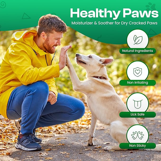 Dog Paw Balm 2.6 oz - Only 8 Natural Ingredients - Dog Paw Balm Lick Safe - Easy No-Mess Stick - Moisturizes & Heals Dry Cracked Paws, Nose & Elbow - All Weather Paw Protector for Dogs & Cats