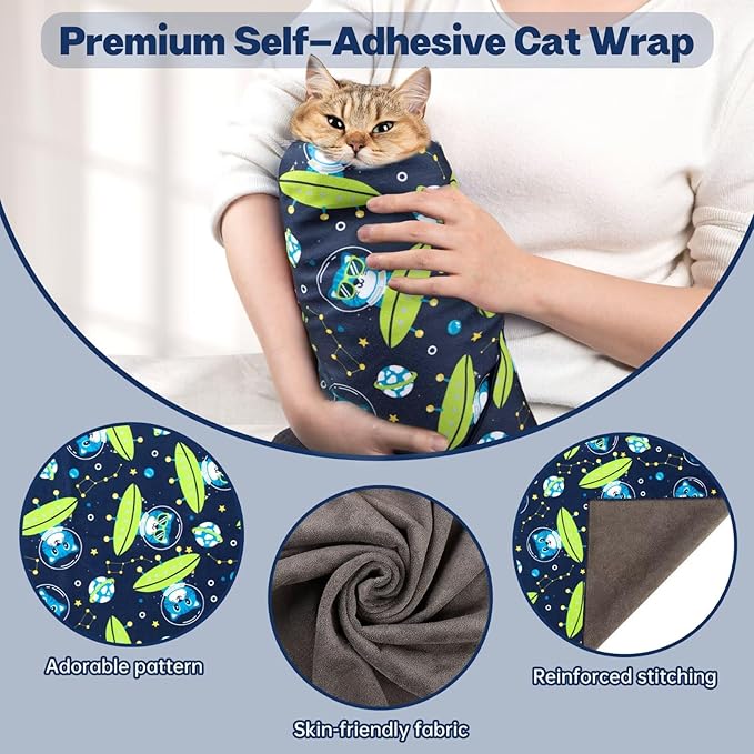 Paw Legend 21.7" Cat Wrap for Grooming Cat Wrap for Cutting Nails Cat Restraint for Nail Clipping Self Adhesive Blanket Restraint Cloth for Cats