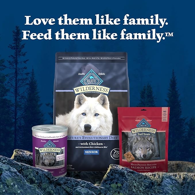 Blue Buffalo Wilderness Senior High Protein Dry Dog Food Wholesome Grains with Ingredients Chicken