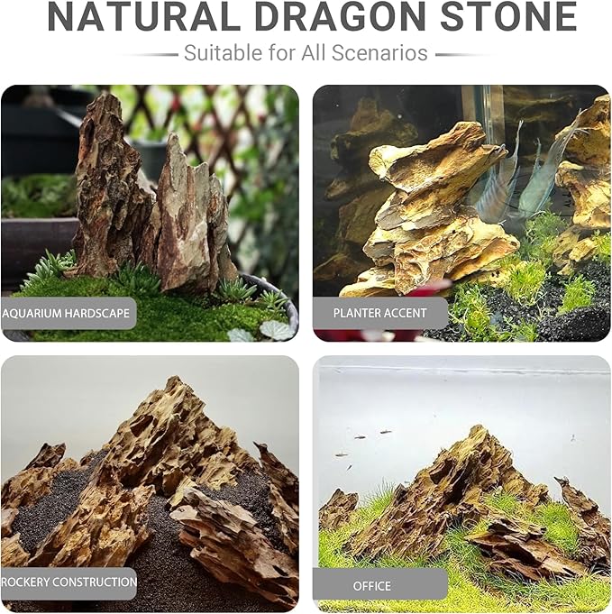 Unocho Aquarium Stone Rocks Dragon Stone Rock 10LB Aquarium décor Rocks Aquascaping Stone Fish Rocks for Aquariums Landscaping Model Tank Decoration-2-6 inches