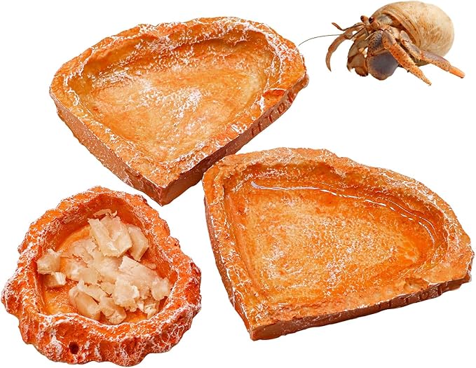 3 Pack Resin Reptile Dish for Food and Water, Hermit Crab Accessories, Hermit Crab Supplies, Hermit Crab Water Bowl, Habitat Accessories for Hermit Crab, Bearded Dragon, Gecko, Tortoise