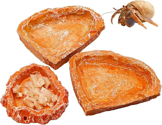 3 Pack Resin Reptile Dish for Food and Water, Hermit Crab Accessories, Hermit Crab Supplies, Hermit Crab Water Bowl, Habitat Accessories for Hermit Crab, Bearded Dragon, Gecko, Tortoise