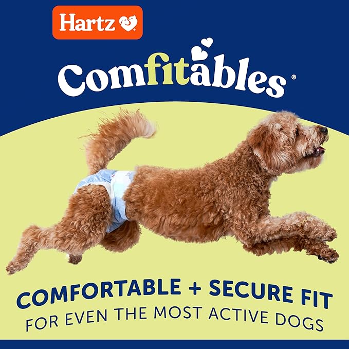 New! Hartz® Comfitables® Disposable Dog Diapers, Size Small 12 Count, Comfortable & Secure Fit, Easy to Put On, Super Absorbent Male and Female Diaper