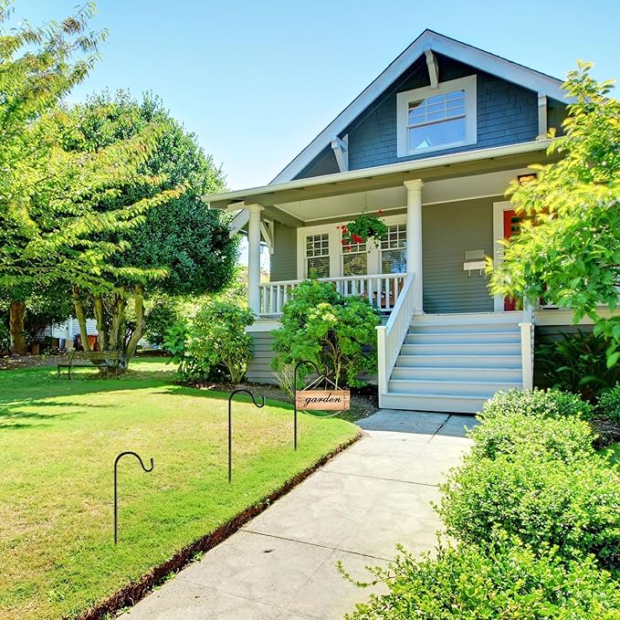 6 Pcs 15 Inch Shepherds Hook for Outdoor Adjustable Bird Feeder Pole Metal Steel Shepard Hooks for Hummingbird Stand Feeder Pole for Garden Plant, Lantern, Hanging Wedding Decor