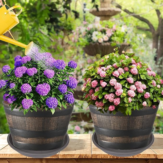 2 Pack of 19 inch Plant Saucer, Large Plant Tray, Heavy Sturdy Plant Drainage Tray for Indoors, Bird Bath Bowls, Sturdy 18 inch Plastic Pot Tray for Planter (Brown)