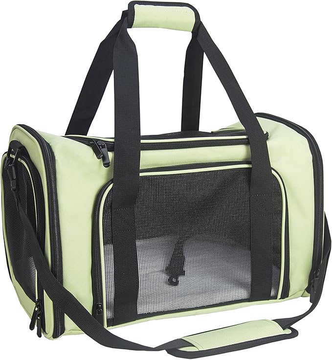 Soft Sided Carrier for Small Medium Cats Dogs,Removable Pad Collapsible Travel Pet Carrier Large Green