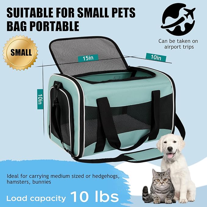 Carriers Soft-Sided Large Pet Carrier for Cats Dogs Small Animals Up to 25Lbs,Top Load Carrier,Ventilated Design,Portable Cat Carrier Airline Approved(X-Large,Green)