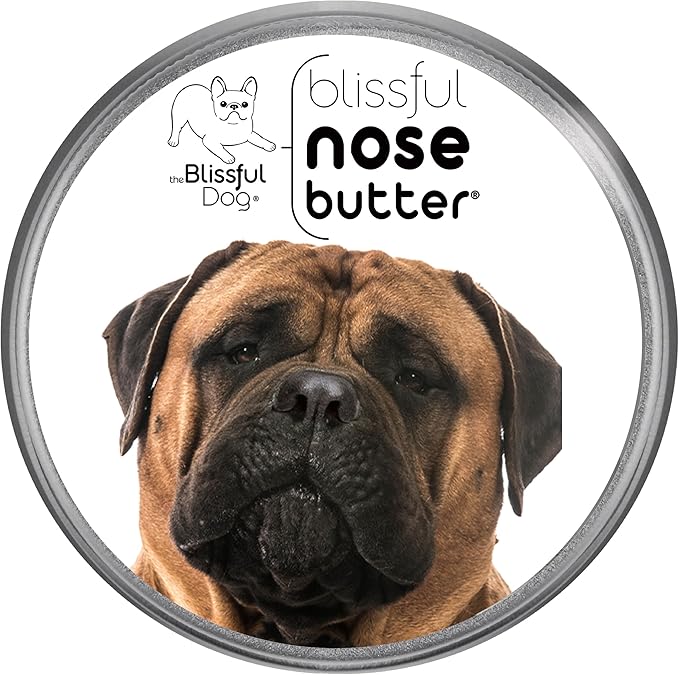 The Blissful Dog Bullmastiff Nose Butter for Dry, Cracked Skin, Lick-Safe Dog Nose Balm with Moisturizing Shea Butter, Almond, Olive, and Essential Oils, Pet Supplies, Uncented, 8 oz.