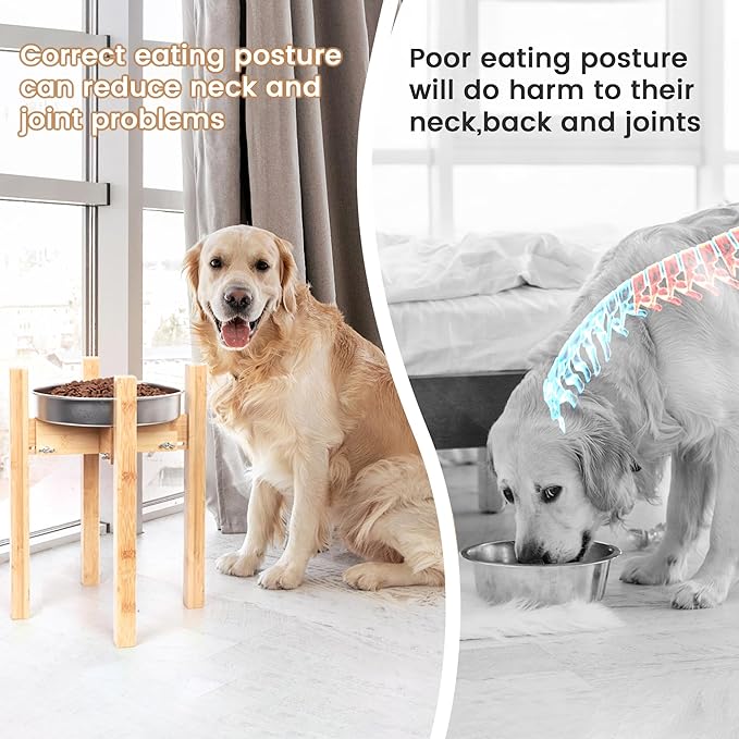 Elevated Dog Bowl Stand,Adjustable Dog Food Stand for 8”-11” Bowls,Single Dog Bowl Holder 14” Tall for Large Dogs