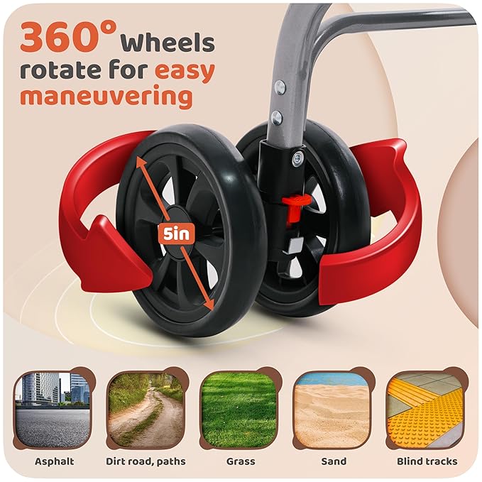 Pet Stroller for Small Medium Dogs & Cats – 2-in-1 Detachable Carrier, Zipperless Entry, Lightweight Folding Travel Stroller with Storage Basket, Cup Holder, Gray