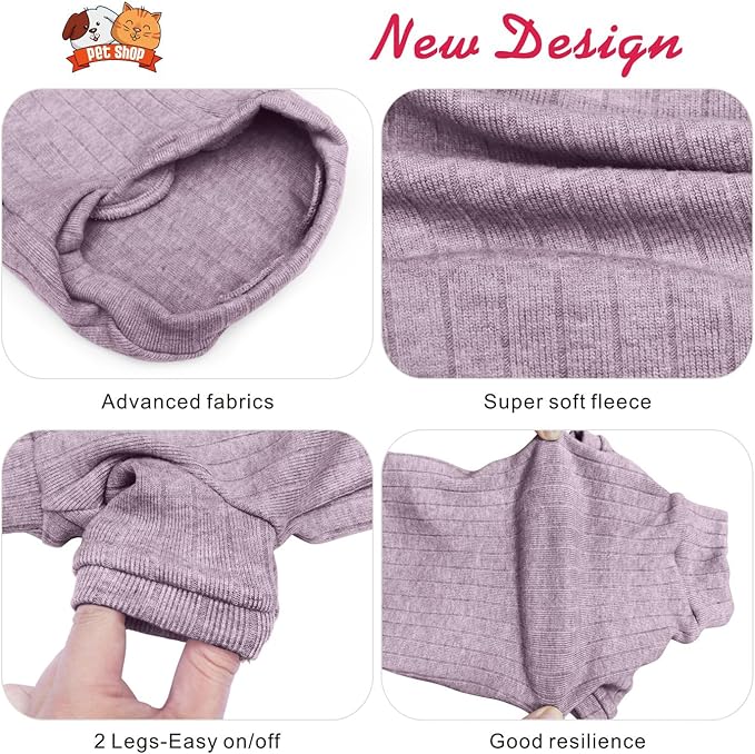 Idepet Sphynx Hairless Cats Sweater Shirt Kitten Soft Puppy Clothes Pullover Cute Cat Pajamas Jumpsuit Cotton Apparel Pet Winter Turtleneck for Cats and Teacup Chihuahua Small Dogs(Purple,XL)